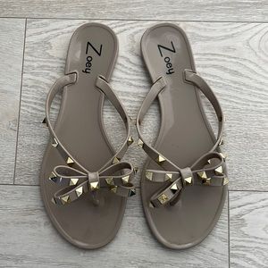 WORN ONCE. studded beige and gold sandals!